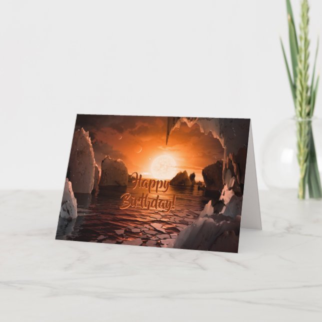 Happy Birthday - View from Trappist-1f Exoplanet Card (Front)