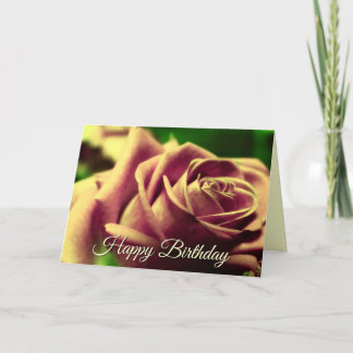 Happy Birthday Vintage Antique Rose Flower Card