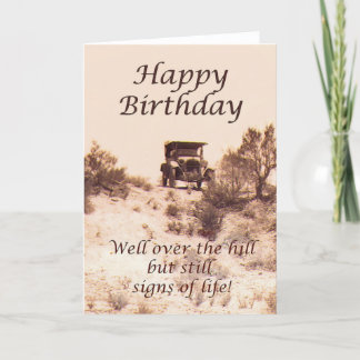 Happy Birthday, vintage card, over the hill, humou Card