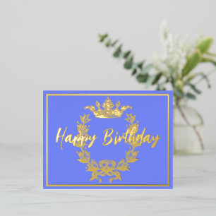 Happy Birthday Vintage Crown  Foil Invitation Postcard