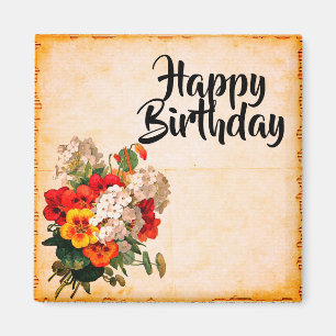 Happy Birthday Vintage Customisable Magnet