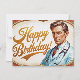 Happy Birthday Vintage Doctor Postcard