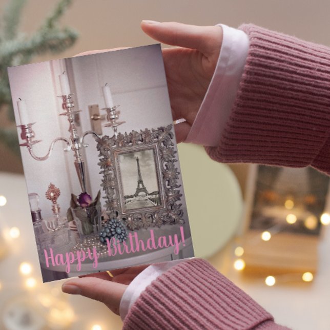 Happy Birthday! Vintage Eiffel Tower Photo Frame (Creator Uploaded)