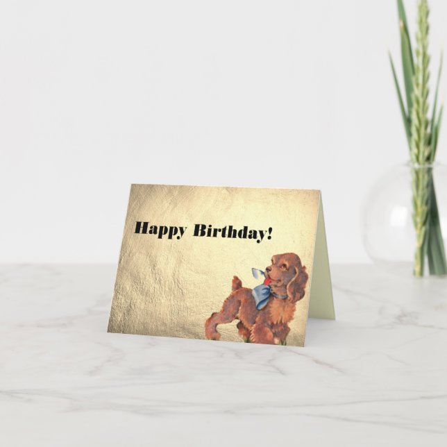 Happy Birthday Vintage Puppy Dog Card (Front)
