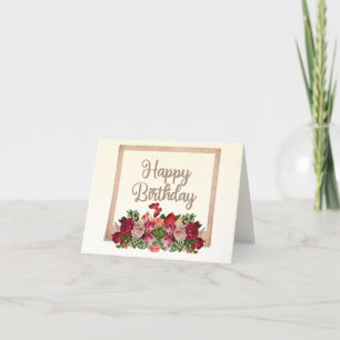 Happy Birthday Vintage Roses, Lily of the Valley Thank You Card