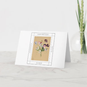 Happy Birthday Vintage Sweet Peas Watercolor Card