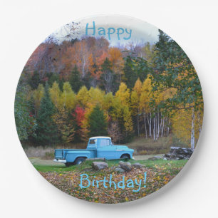 Happy Birthday Vintage Truck Paper Plate