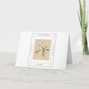 Happy Birthday Vintage Water Lilies Watercolor Card