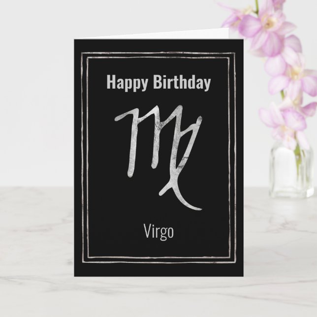 Happy Birthday Virgo zodiac astrology silver  Card (Orchid)