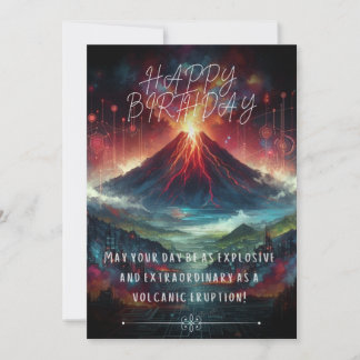 Happy Birthday Volcano Flat Card