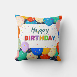 Happy Birthday w/Balloons Cushion