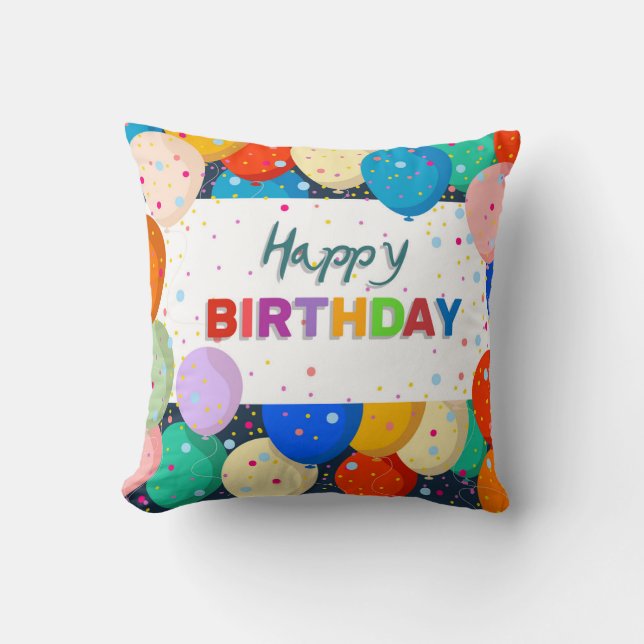 Happy Birthday w/Balloons Cushion (Front)