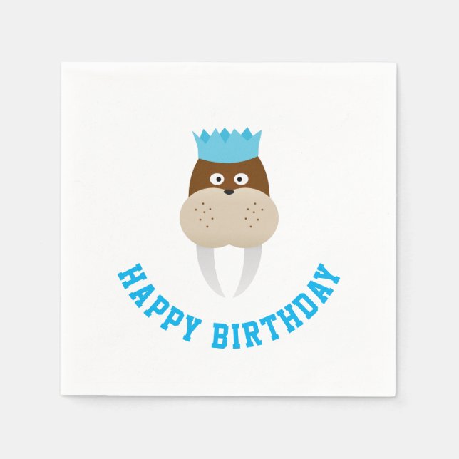 Happy Birthday Walrus Napkin (Front)