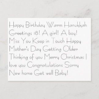 Happy Birthday Warm Hanukkah Greetings 18! A gi... Postcard
