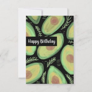 Happy Birthday Watercolor Avocados Card