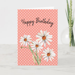 Happy Birthday Watercolor Daisy Card