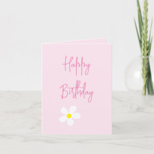 Happy Birthday WaterColor Daisy Pink Simple Card