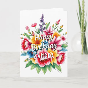 Happy Birthday Watercolor Floral Bouquet Card