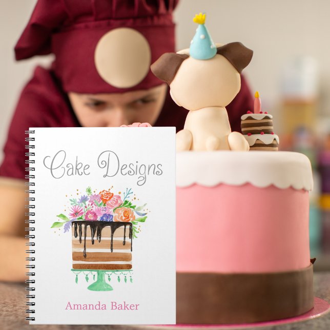 Happy Birthday Watercolor Floral Cake Designs Notebook (Creator Uploaded)