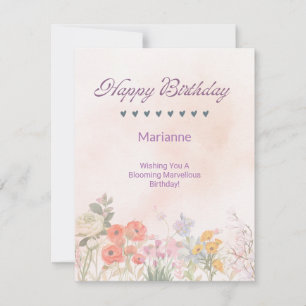 Happy Birthday Watercolor Floral Pattern Birthday Card