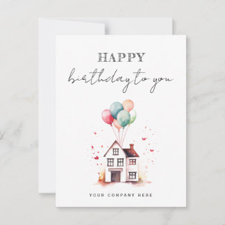 Happy Birthday Watercolor House Realty Postcard