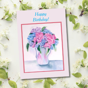 Happy Birthday Watercolor Hydrangea Card