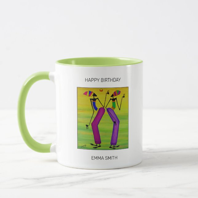 Happy Birthday, Watercolor Joy and Happiness  Mug (Left)