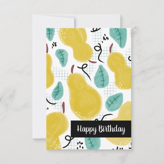 Happy Birthday Watercolor Pears Card (Front)