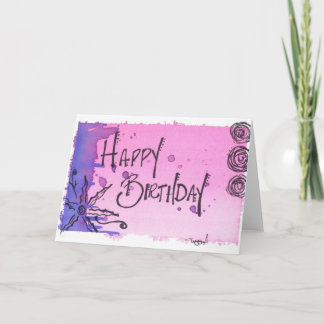 Happy Birthday Watercolor / Purple Card