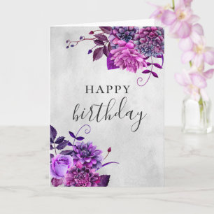 Happy birthday. Watercolor purple lilac floral Card
