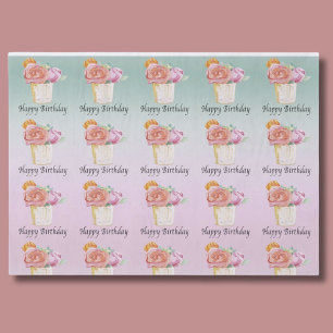 Happy Birthday Watercolor Roses Tissue Paper