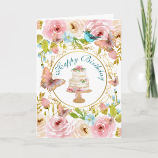 HAPPY BIRTHDAY WATERCOLOR  THANK YOU CARD