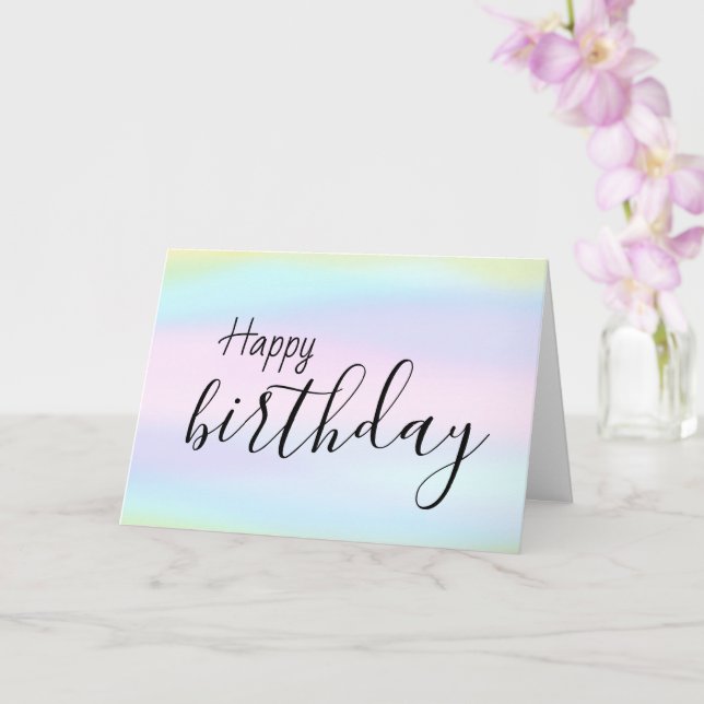 Happy Birthday Watercolor Wash Brush Script Card (Orchid)