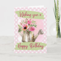 Happy Birthday - Watercolor Watering Can
