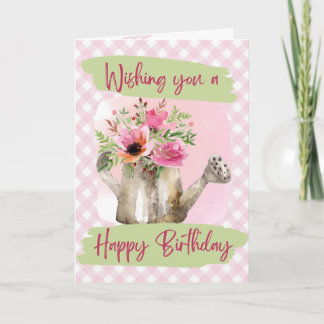 Happy Birthday - Watercolor Watering Can Card
