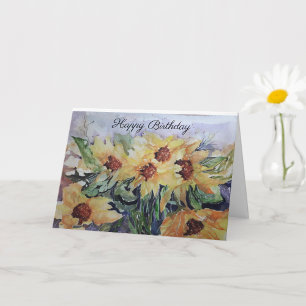 Happy birthday Watercolour Sunflowers  Card
