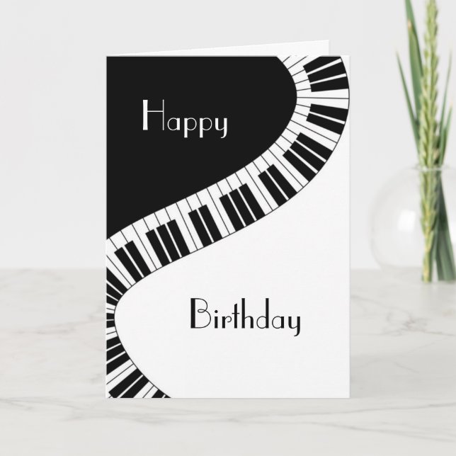 Happy Birthday - Wavy Curved Piano Keys Card (Front)