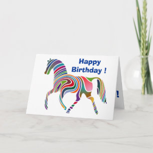 "HAPPY BIRTHDAY" WAVY RAINBOW HORSE CARD