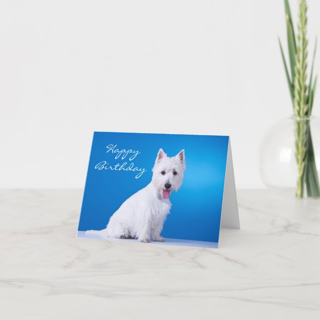 Happy Birthday West Highland Terrier  Note Card (Front)