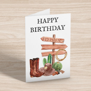 Happy Birthday Western Cowboy Boots Card