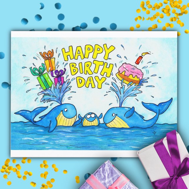 Happy Birthday Whales  Postcard (Creator Uploaded)