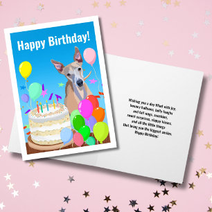 Happy Birthday Whippet with Birthday Cake Card