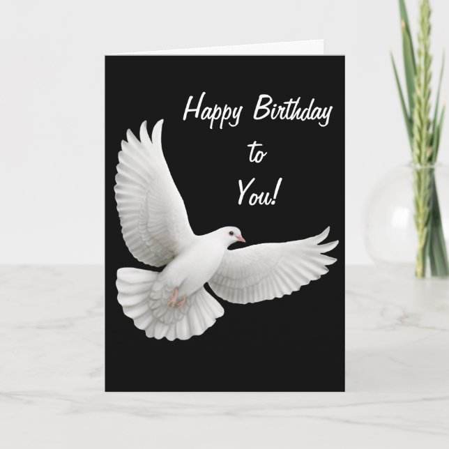 Happy Birthday White Dove Card (Front)