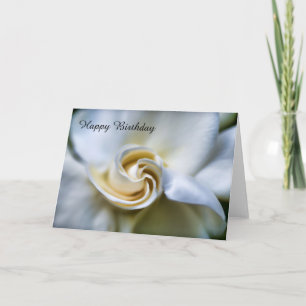 Happy Birthday White Gardenia Illustration Card