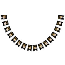 Happy Birthday White Gold Bunting Banner