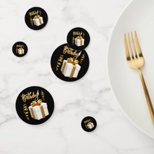 Happy Birthday White Gold Table Confetti