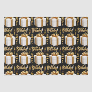 Happy Birthday White Gold Tissue Paper