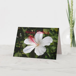 Happy Birthday White Hibiscus Card