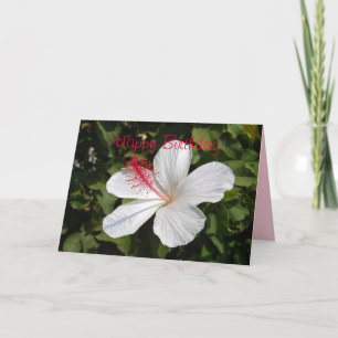 Happy Birthday White Hibiscus Card