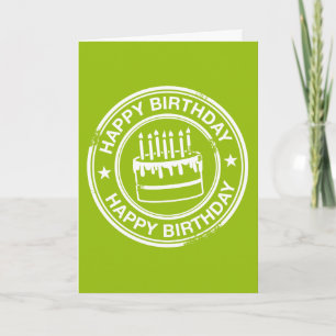 Happy Birthday -white rubber stamp effect- Card